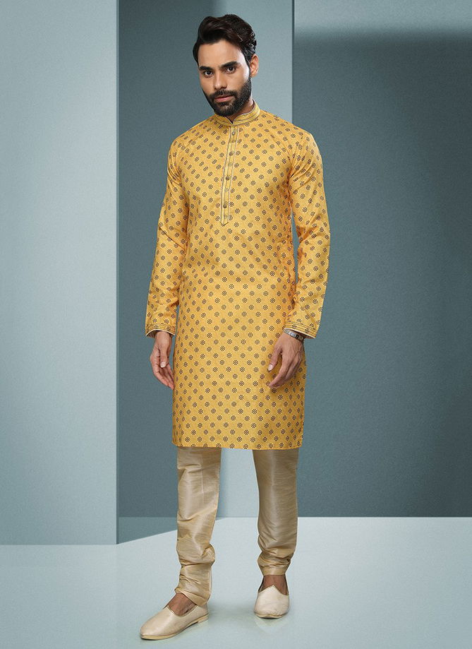 Yellow Colour Vol 27 New Latest Designer Party Wear Cotton Kurta With Pant Collection 1592